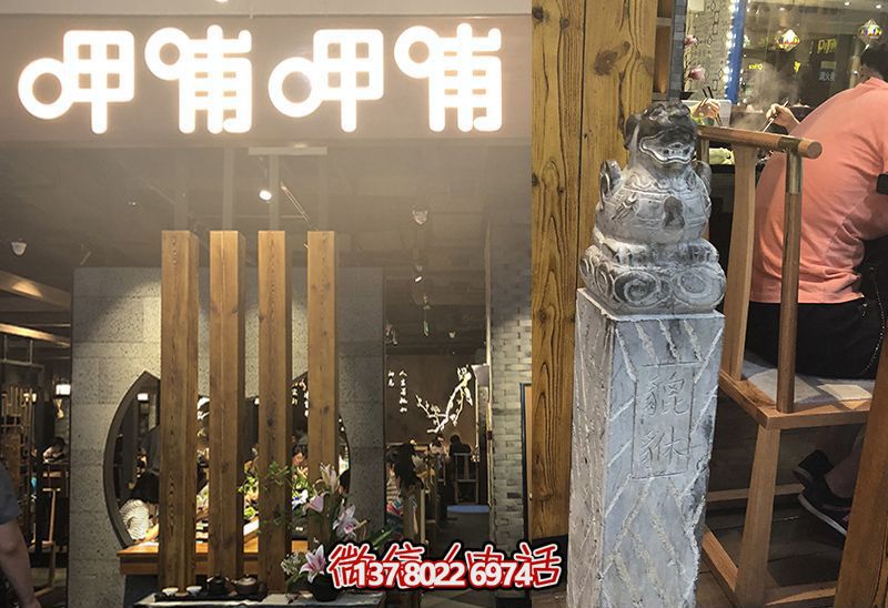 馬柱雕塑，為飯店室內(nèi)裝飾添彩