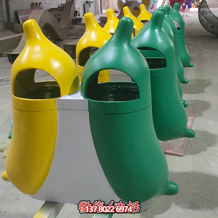 創(chuàng)意玻璃鋼垃圾桶，家庭園林裝飾擺件