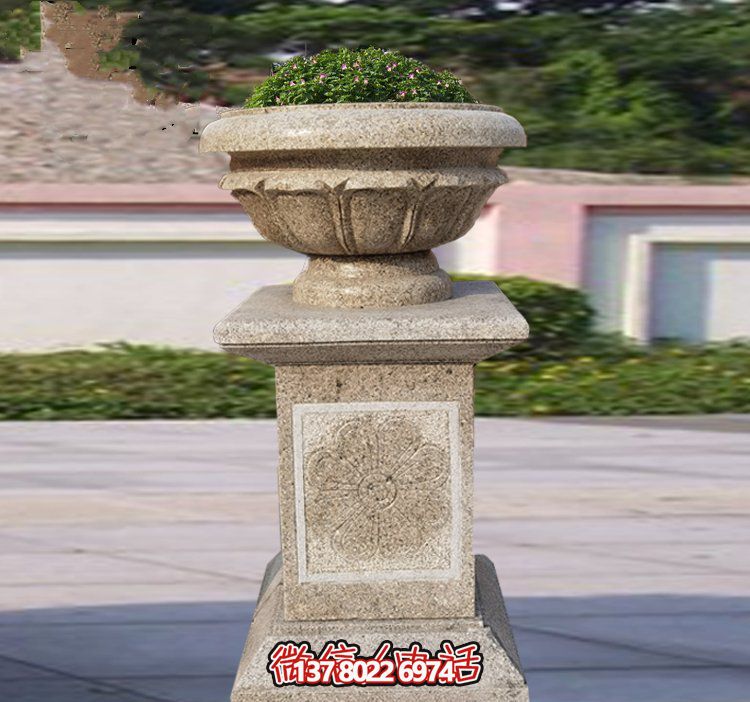精美石雕花缽，添彰歐式庭院裝飾