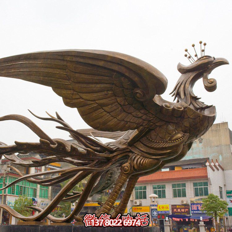 大型鳳凰銅雕擺件，增添廣場(chǎng)氣派